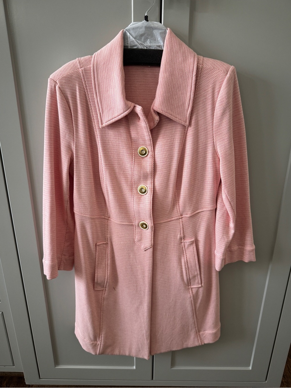 Cabi Pink Textured Knit Coat Jacket Size Small